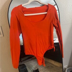 SKIMS Bold Orange Long Sleeve Bodysuit